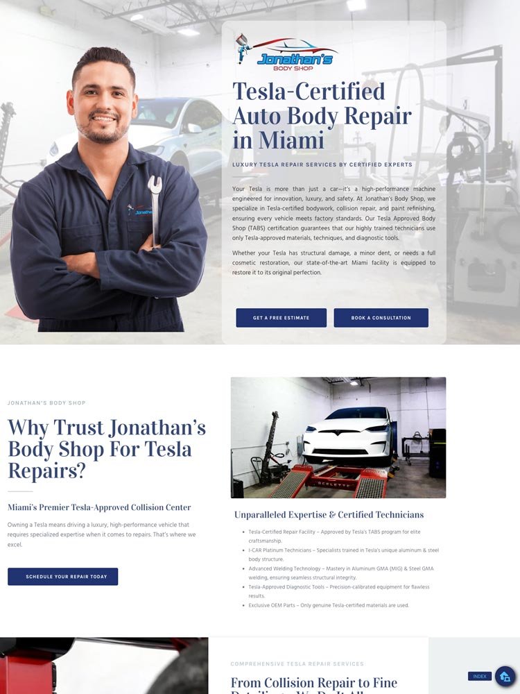 Jonathan's Body Shop — Tesla services and credentials